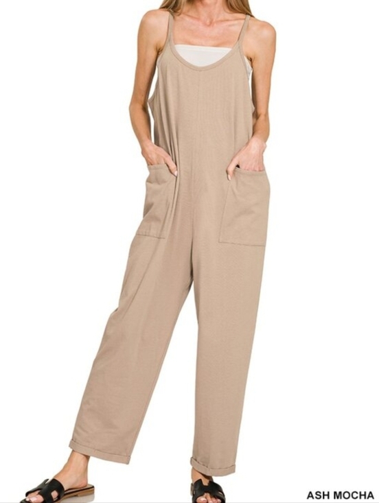 Zenana Outfitters Pants - NWOT L/XL Zenana Outfitters Beige/Ash Mocha Jumpsuit